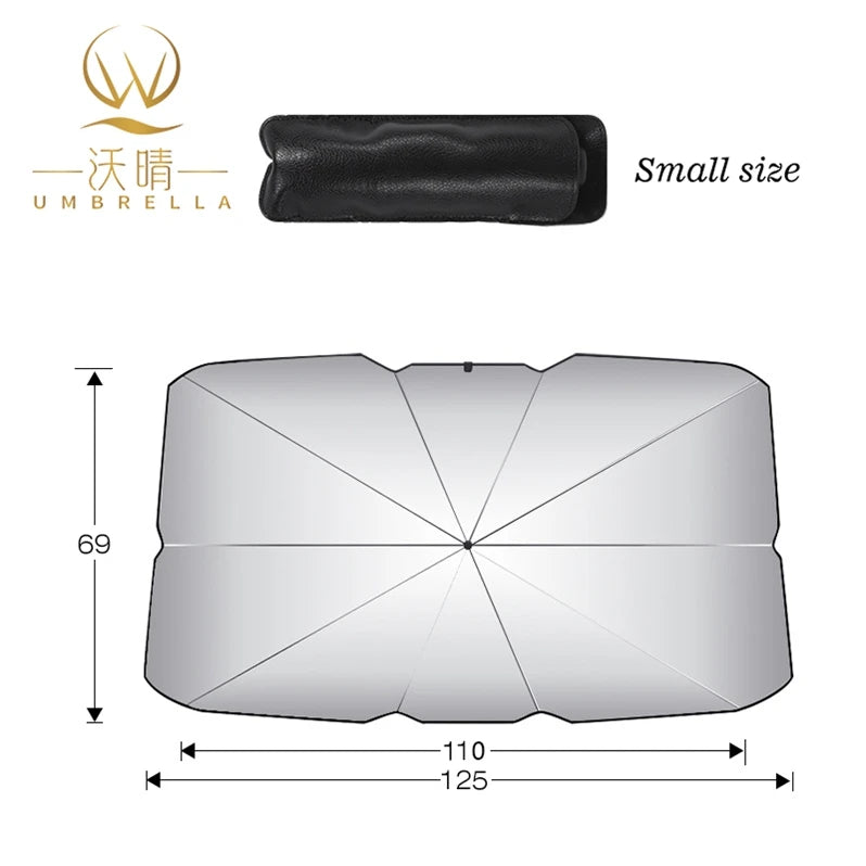 Classic Style 190T Nylon Fabric Silver Car Windshield Sun Shade Umbrella Manual Control Foldable UV Protection for Outdoor Golf