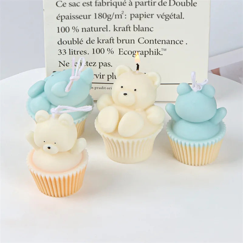 Handmade Cute Cartoon Animal Craft Bear Cup Shaped Fragrance Birthday Aromatherapy Scented Soy Wax Candle