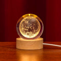 Factory Custom Popular Clear 3D Galaxy Moon Solar Souvenir Gifts LED Base 3D Laser Carved Crystal Glass Ball Sphere with Light