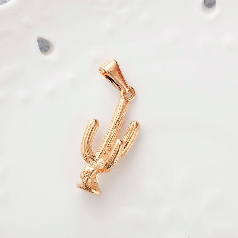 2024 Newest Bohemian Antique Western Stainless Steel Small Cactus Stud Pendant Men Jewelry Cactus Charm