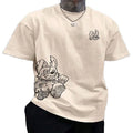 Heavyweight 260 Gsm 100% Cotton Knitted Oversized Men's T-Shirts with Digital Print Cartoon Pattern & Blank Design
