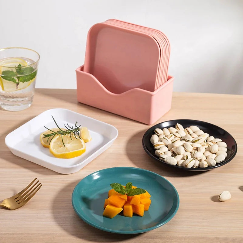 Household Bone Spit Dish Luxury Fruit Snack Put Trash Plate Plastic Snack Plate with Base Bone Dish