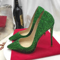 Green Glitter Stilettos for Women Elegant Closed Toe Ladies Shoes 43 Sizes Hot Selling Bridal Wedding Party for Autumn Summer