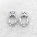 Sterling Silver 8*10mm Semi Mount Stud Earrings Empty Support Blank Claws Setting S925 Base Without Center Stone for DIY Inlay