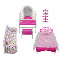 Mini Dolls Furniture Play House Pink Bed Table Chair Set Bedroom Toys Kits Kids Gift