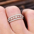 CAOSHI 925 Silver Plated Wholesale Fashion Eternity Imitate Moissanite Jewelry Women 3 Lines Dainty Zircon Engagement Rings