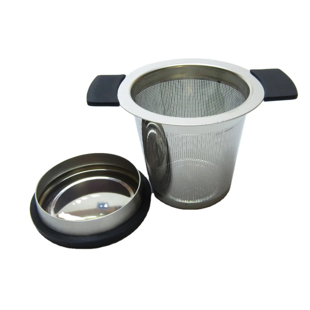LOGO FREE 18/8 Stainless Steel Fine Mesh Tea Infuser Strainer with Double Handles for Brewing Loose Leaf Tea Cups Mugs Teapots