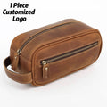 Large-Capacity Cowhide Men's Clutch Bag Portable Dopp Kit Outdoor Multi-Functional Stationery and for Toiletry Storage Bag