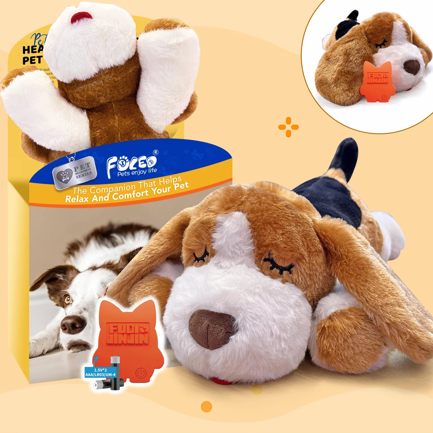 Dog Sleep Companion Plush Toy Animal Warm Comfort Dog Stress Sleep Aid Kitten Toy with Heartbeat Dog Training Hot Selling Toy