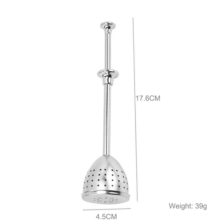Reusable Fine Mesh Tea Interval Diffuser Stainless Steel Press Tea Infuser Metal Strainer with Push Handle
