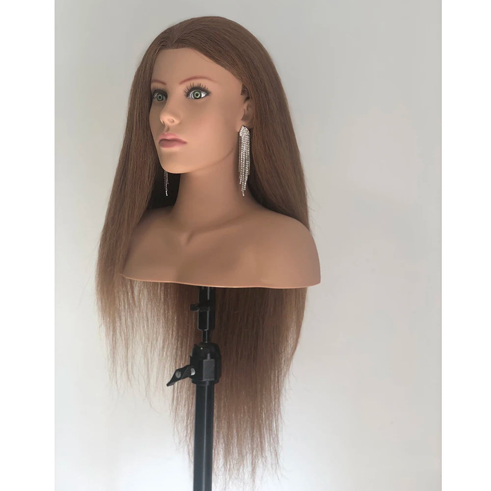 Long Human Hair Mannequin Head With Shoulder Practicing Styling Training Head Manikin Dummy Doll Head Hair