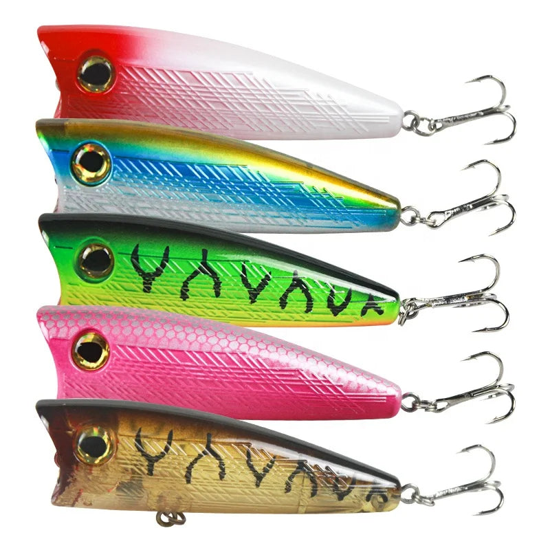 75mm/13g  Topwater Popper Surface Popping Lures Sea Handmade Fishing Baits Hard Lure