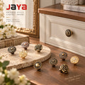 JAYA Antique Bronze Zinc Alloy Round Floral Cabinet Knobs Single Hole Drawer Pulls for Kitchen Dresser Wardrobe Furniture