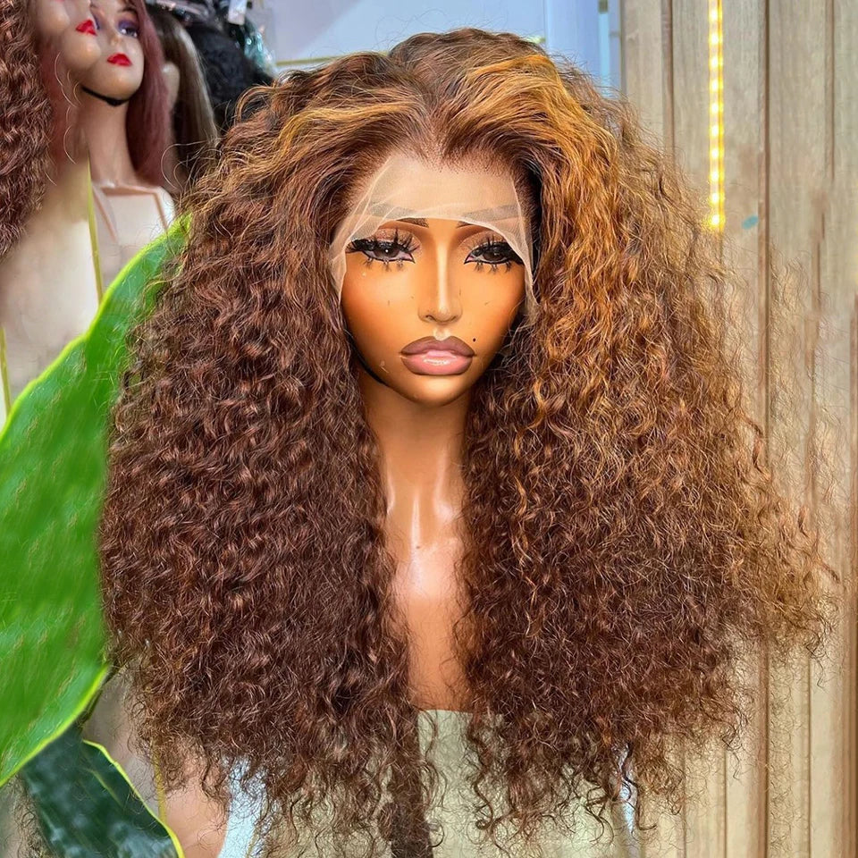 Wholesale Full 100% Human Hair Curly 13x4 4x4 Glueless Lace Wigs Blonde Color Kinky Curl Lace Front Wig for Black Women Vendor
