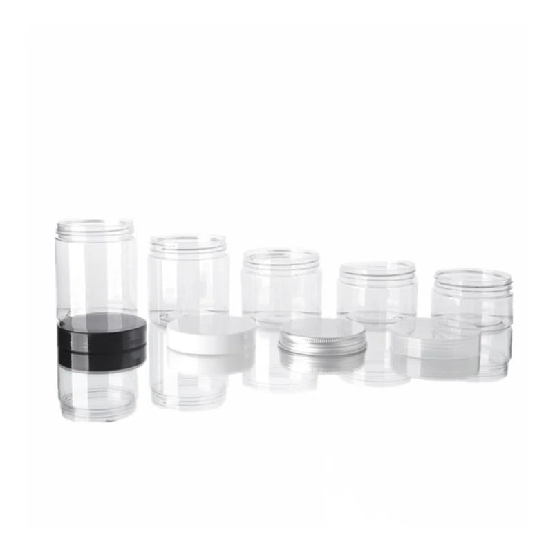 100ml 200ml 300ml 500ml 4oz 8oz Clear Custom Color PET Plastic Cosmetic Cream Jar with Plastic Acrylic Lids Silk Screen Printing