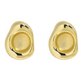 Elegant Fine White Chalcedony Stud Earrings Womens 18K Gold Irregular Oval Earrings Custom 925 Sterling Silver Gemstone Jewelry