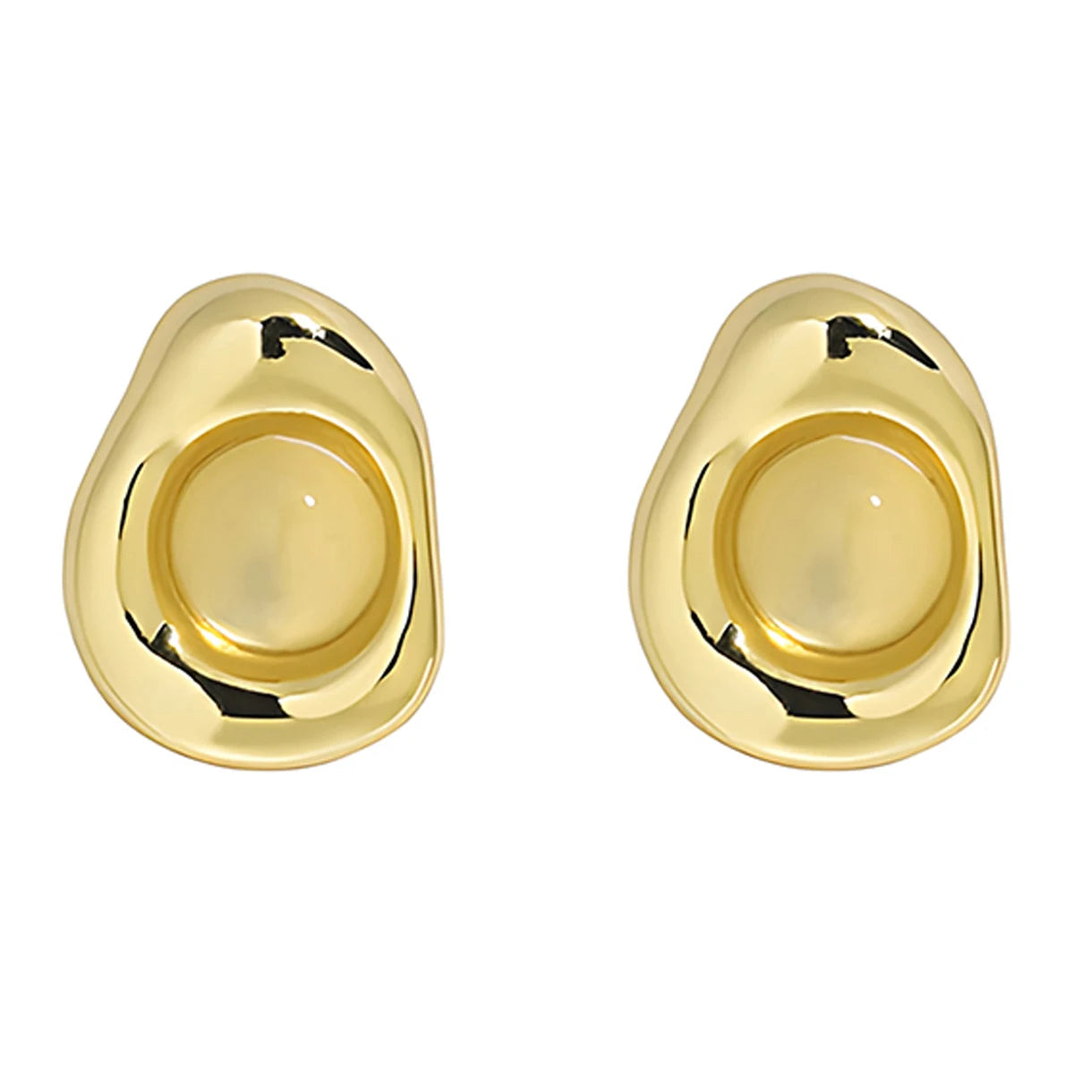 Elegant Fine White Chalcedony Stud Earrings Womens 18K Gold Irregular Oval Earrings Custom 925 Sterling Silver Gemstone Jewelry
