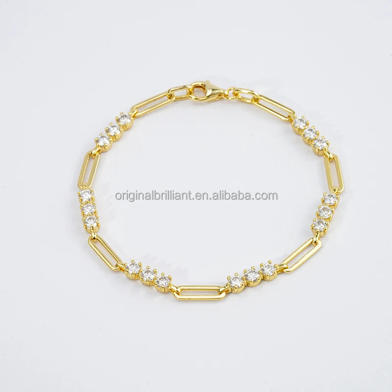 Moissanite Diamond Jewelry Classic Style Tennis Bracelet 925 Sterling Silver With 18K White Gold Yellow Gold Plated Women Gift