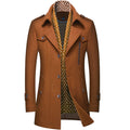 M-6XL Thickened Men's Wool Windbreaker Scarf Collar Medium Long Wool Coat Men's Coat Jacket
