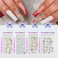 20pcs/bag 3D Butterfly Shaped Nail Rhinestones Star Flower Alloy Nail Charm Silver Gold Pearl Nail Jewelry Accessories Supplies