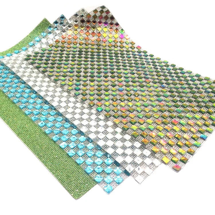Hotfix Rhinestone Gem Diamond Sheet 24*40cm Flat Back Crystal Glass Rhinestone Mesh for Garment