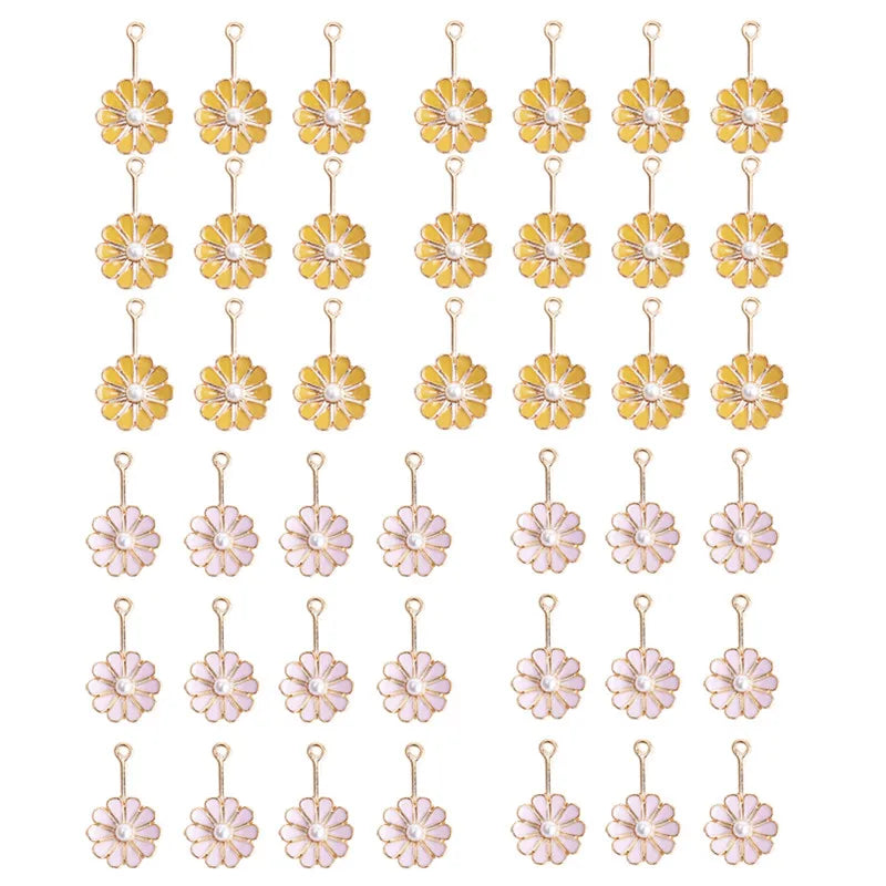 Alloy Enamel Daisy Pearls Charms Pendants for Jewelry Making DIY  Earrings Handmade Accessories