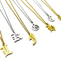 Gold Plated Stainless Steel Gothic Old English Initial Pendant Necklaces Personalized Name Letter Chain Necklace for Women
