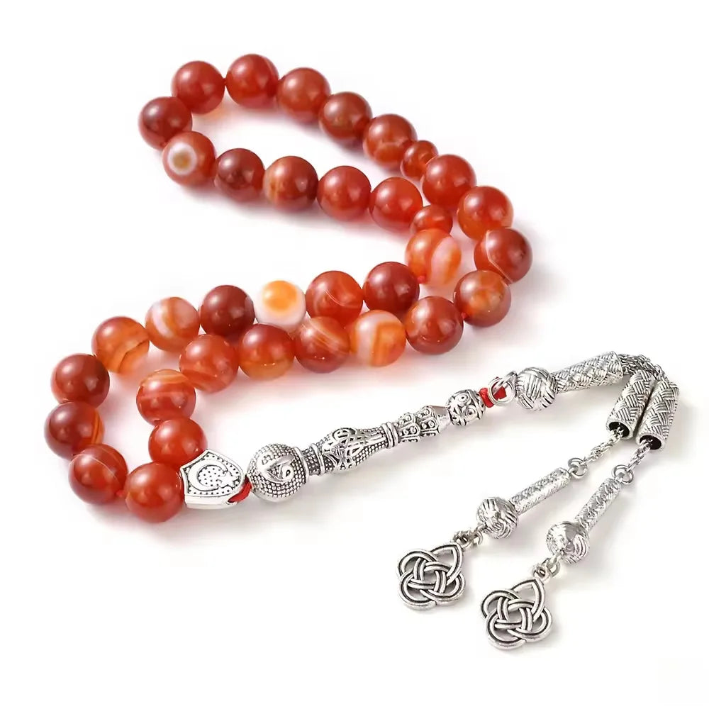 Hot Selling During Ramadan Natural Red Agate Stone Bracelet 33 Prayer Bead Islamic Muslim  Beaded Bracelet for Men Women Jewelry