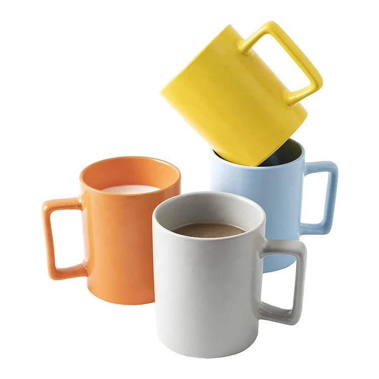 Top Seller Nordic Colorful Glazed Large Capacity 16 oz Ceramic Coffee Mugs Personalized Customization Tea Cup