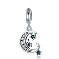 Factory 925 Sterling Silver Starry Sky Moon & Stars Dangles Charm Fit Bead Bracelet Pendant Necklace DIY Women Jewelry SCC639