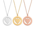 18K Gold Plated Stainless Steel Heart Round Pendant Necklace Waterproof Spinner Rotatable Necklace for Women