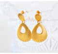 20mm*37mm Stainless Steel Carved Stripes Shell Earrings Sunburst Double Circle Dangle Drop Earrings Women Vintage Jewelry 2023