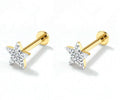 Milskye Custom Classic Timeless 925 Silver 18k Gold Diamond Star Helix Single Stud Earrings