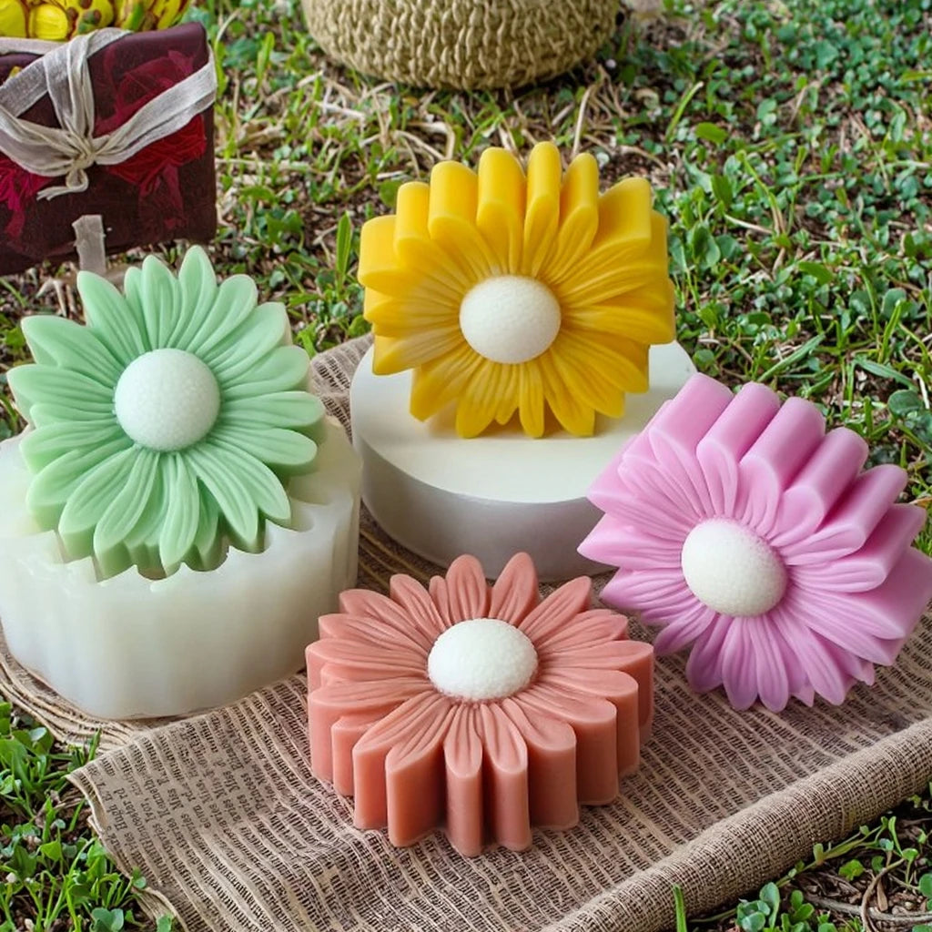 J-5224 Large Daisy Flower Silicone Mold for Candle Making Aromatherapy Candle Cake Decor Soap Sun Flower Scented Candle  Mold