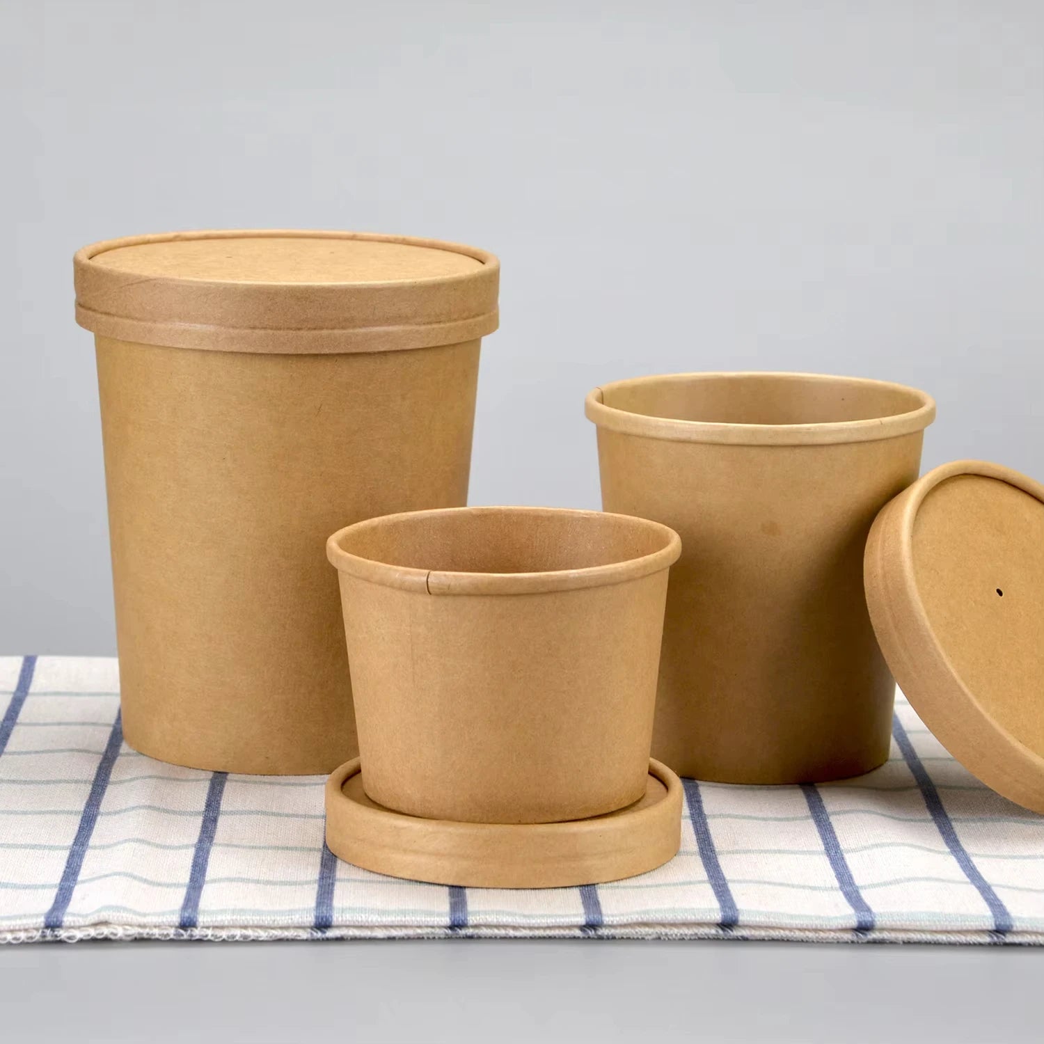Wholesale Best Selling Disposable Kraft Paper Soup Bowl Eco-Friendly Disposable Cups with Lids