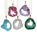 Natural Stones Agate Crystal Pendant Gold Plated Gemstone Necklace Pendants for Women Fashion Jewelry