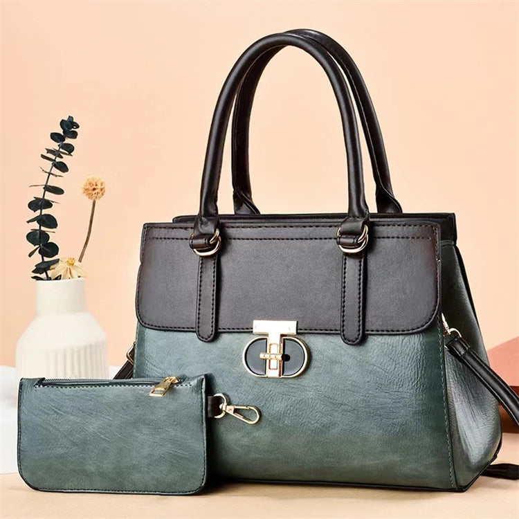 Custom logo Pu Leather 2025 Hot Fashion Brand Designer Large Work Tote Hand Bag Set