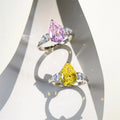 Luxury High-End Yellow Diamond Eternity Ring 925 Sterling Silver Large Zircon Ring Silver Rings for Women