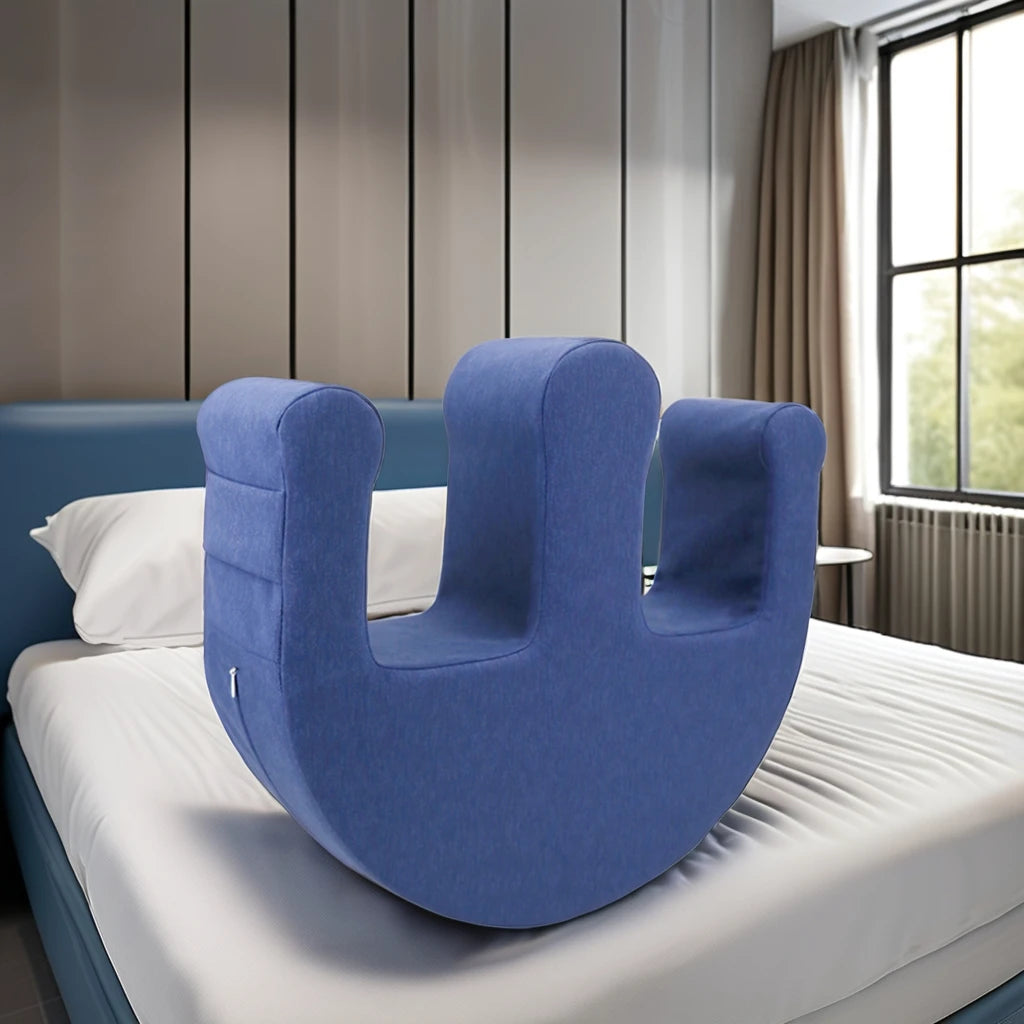 W Shape Rotate PU Leather Knitted Nursing Pillow Anti-Bedsore Care Device Elderly Paralyzed Patients Memory Foam Waterproof