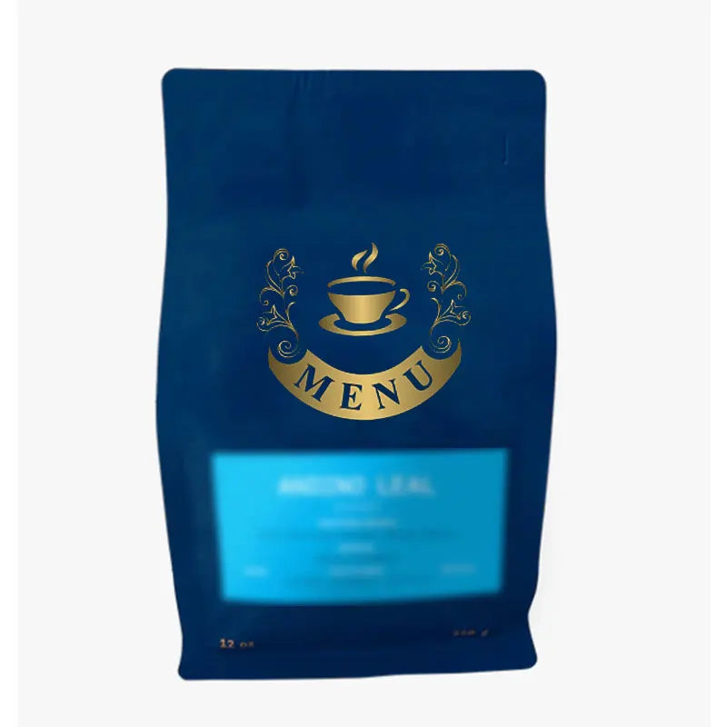 AT PACK Navy Blue Coffee Packaging Flat Bottom Bag With Valve and Zipper Stand up Pouch Copper Zip Lock  Coffee Tea Bags