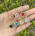 Simple Necklace Stainless Steel Clavicle Chain Pendant Zircon Creative Clavicle Chain Heart Zircon Pendant Necklace