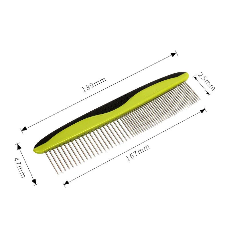 Stainless Steel Pet Grooming Comb for Long and Short-Haired Dogs Cats Knots Mats & Loose Hair Removal Dog Combs