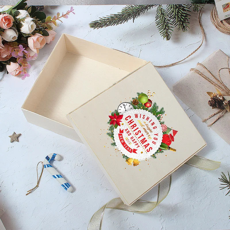 DIY Wooden Christmas Packaging Box Holiday Gift Decorative Box Grazing Box With Wooden Lid