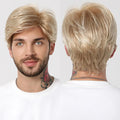 Fast Delivery Blonde Men Synthetic Wig Short Fluffy Layered Wig Natural Looking Blonde Wig for Male Daily Cosplay Heat Resistant