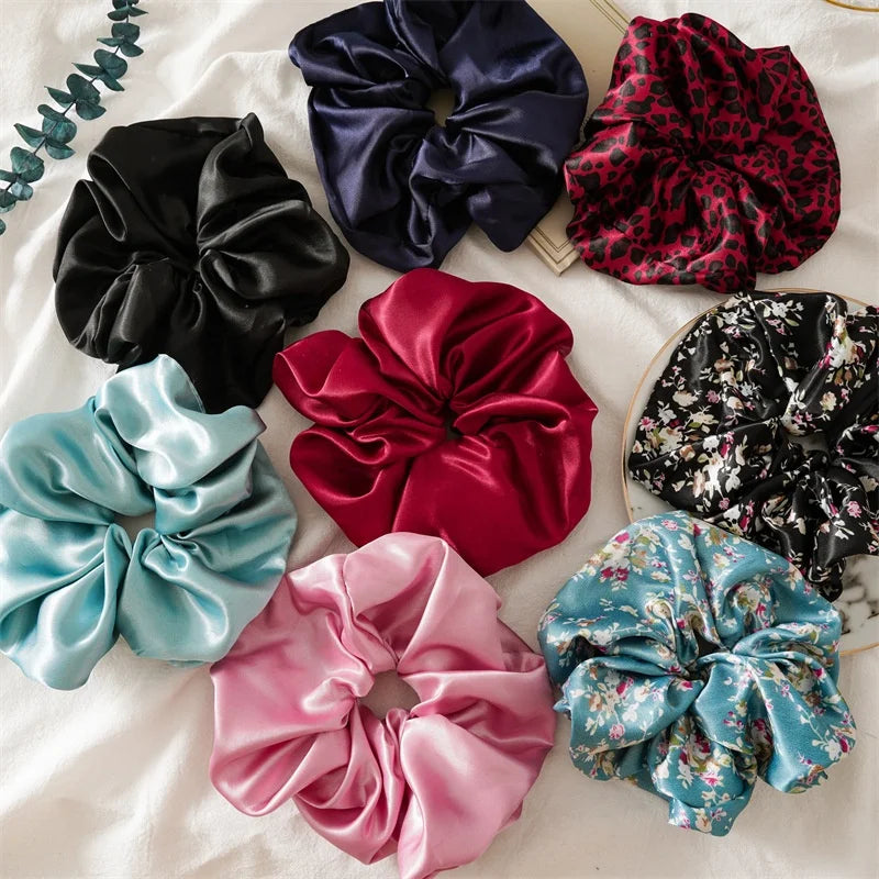 Wholesale Summer Women Fabric Elastic Band Scrunchies Accessories Custom Printing Floral XXL Satin Scrunchies