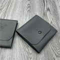 Luxury Dark Grey Envelope Embossed Logo Jewelry Ring Gift PU Pouch Bag Leather Pouch Faux Jewelry Pouch With Button
