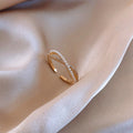 HOVANCI 4 Korean Style Gold Plated Open Cuff Twist Ring Glitter Micro Pave Crystal Pearl Finger Ring for Women Jewelry