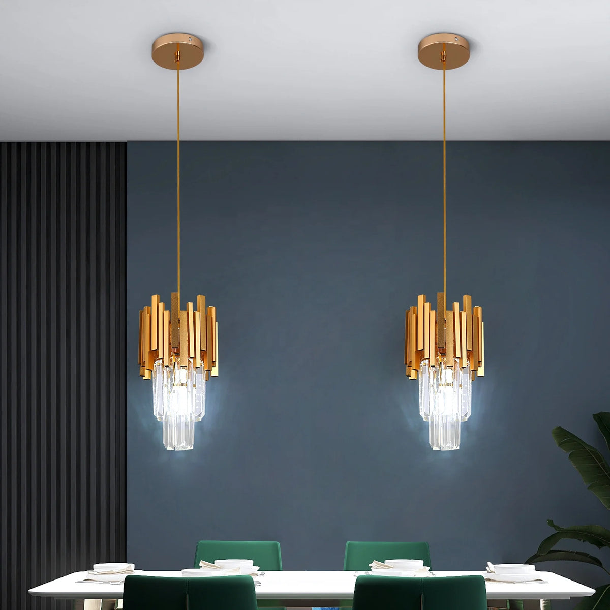Modern 2 Layers Capiz Crystal Chandelier Lamp Gold Hanging Pendant Light for Dining