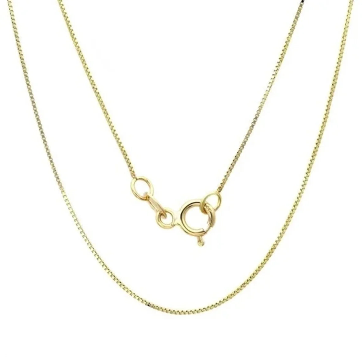 K Gold 18K Yellow Gold Rhodium Plated Thin Box Chain Tiny Box Chain Necklace for Anniversary