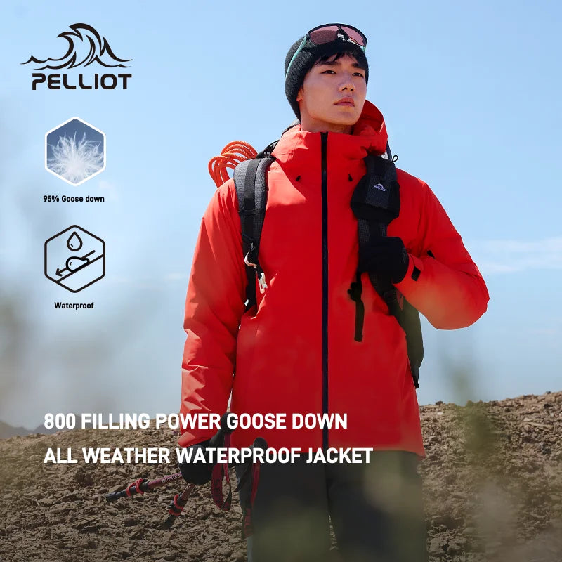PELLIOT Outdoor Goose Down Waterproof Jacket 800 Filling Power Windproof Dermizax Hiking Mountain Ski Jacket